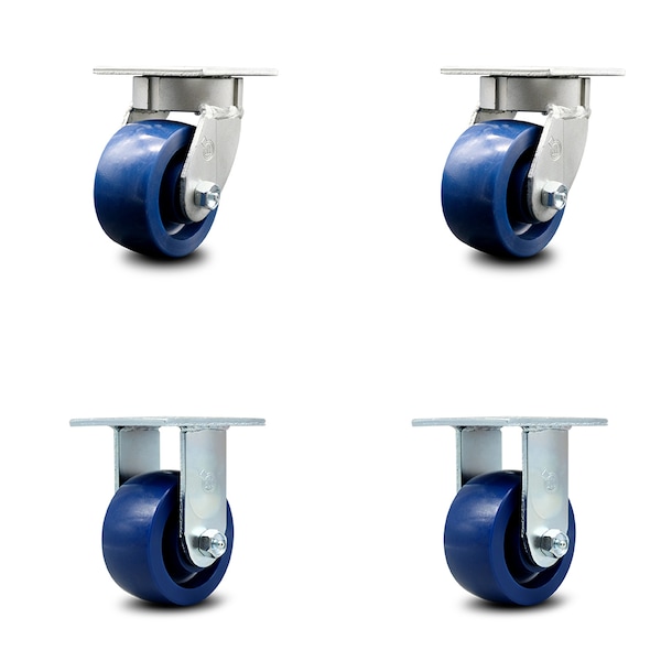 Service Caster 4 Inch Kingpinless Solid Poly Wheel Swivel Caster Swivel 2 Rigid SCC, 2PK SCC-KP30S420-SPUR-2-R-2 - main